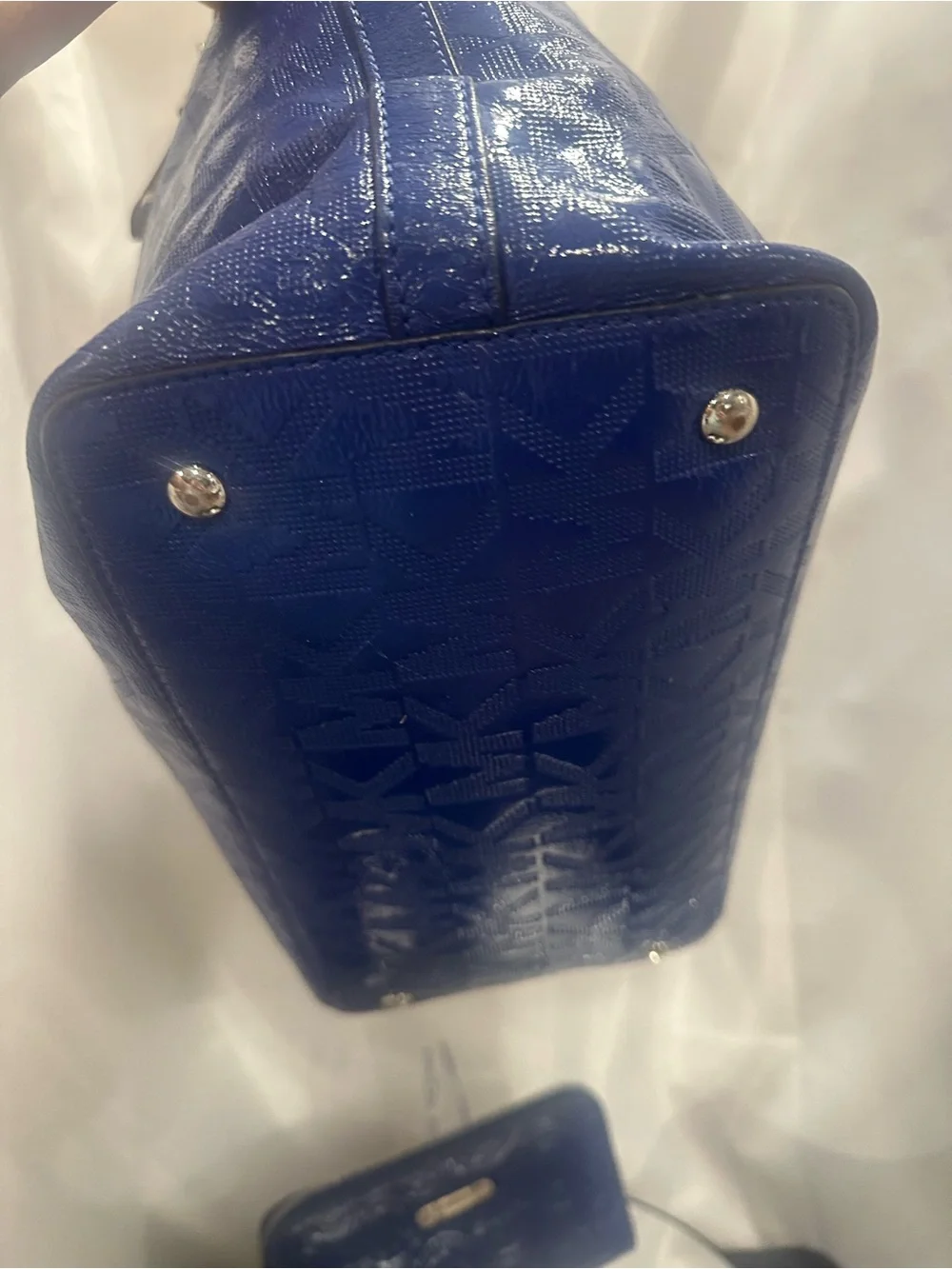 Michael Kors Blue Tote Bag with Gold Accents